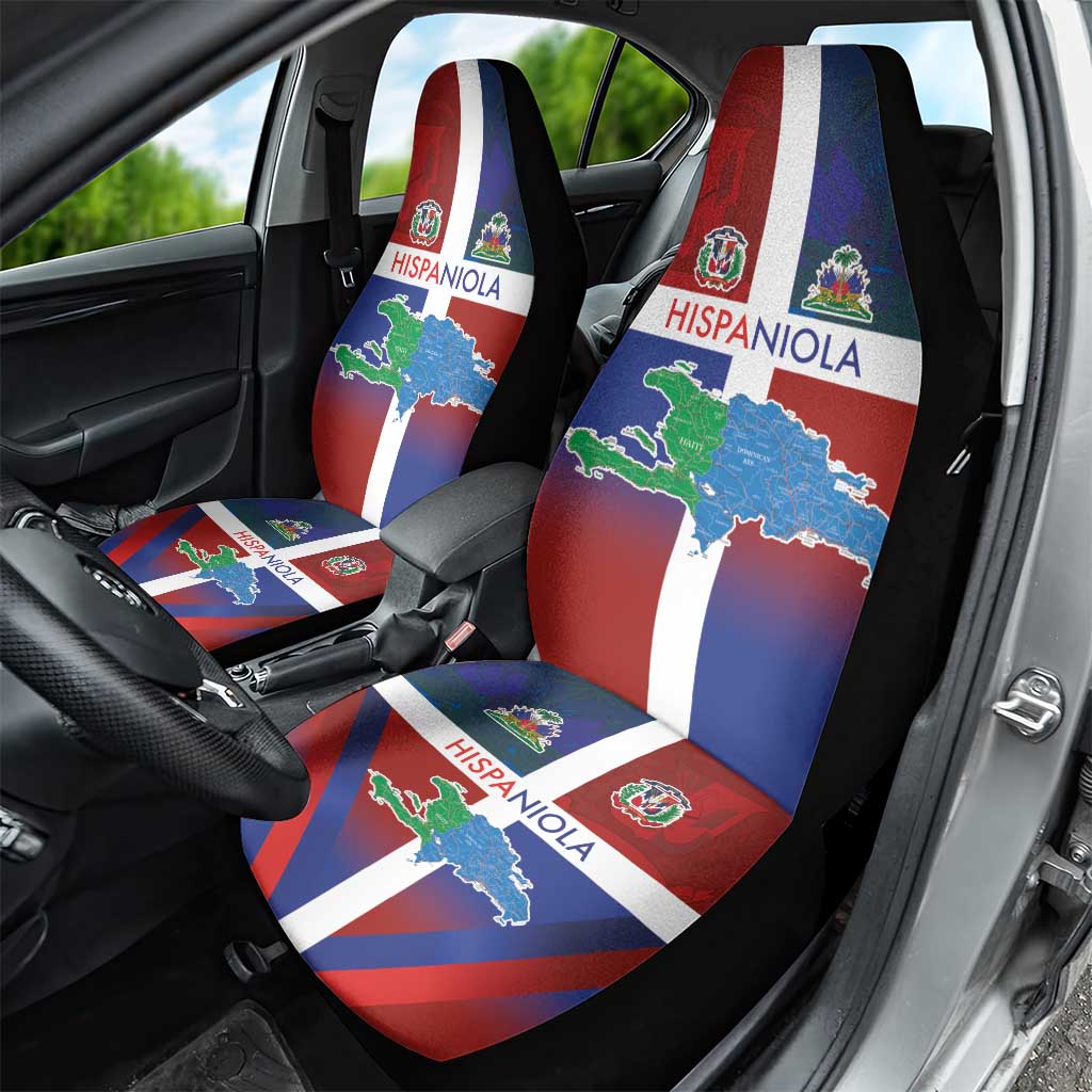 Haiti and Dominican Republic Car Seat Cover Hispaniola with Emblems and Flag Style