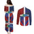 Haiti and Dominican Republic Couples Matching Puletasi and Long Sleeve Button Shirt Hispaniola with Emblems and Flag Style