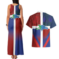 Haiti and Dominican Republic Couples Matching Tank Maxi Dress and Hawaiian Shirt Hispaniola with Emblems and Flag Style