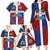 Haiti and Dominican Republic Family Matching Long Sleeve Bodycon Dress and Hawaiian Shirt Hispaniola with Emblems and Flag Style