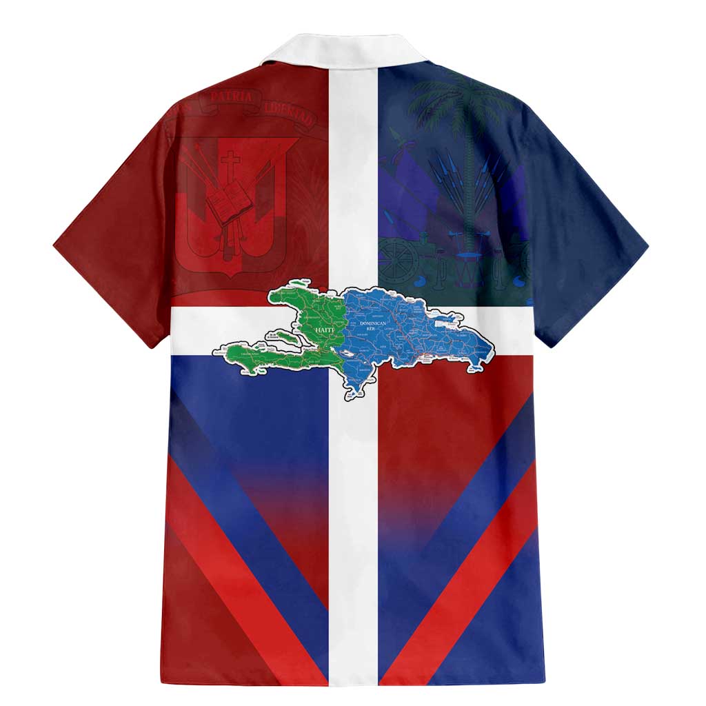 Haiti and Dominican Republic Family Matching Mermaid Dress and Hawaiian Shirt Hispaniola with Emblems and Flag Style