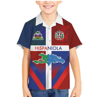 Haiti and Dominican Republic Family Matching Mermaid Dress and Hawaiian Shirt Hispaniola with Emblems and Flag Style