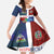 Haiti and Dominican Republic Family Matching Off The Shoulder Long Sleeve Dress and Hawaiian Shirt Hispaniola with Emblems and Flag Style