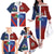 Haiti and Dominican Republic Family Matching Off The Shoulder Long Sleeve Dress and Hawaiian Shirt Hispaniola with Emblems and Flag Style