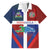 Haiti and Dominican Republic Family Matching Off The Shoulder Long Sleeve Dress and Hawaiian Shirt Hispaniola with Emblems and Flag Style