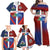 Haiti and Dominican Republic Family Matching Off Shoulder Maxi Dress and Hawaiian Shirt Hispaniola with Emblems and Flag Style
