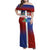 Haiti and Dominican Republic Family Matching Off Shoulder Maxi Dress and Hawaiian Shirt Hispaniola with Emblems and Flag Style