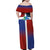 Haiti and Dominican Republic Family Matching Off Shoulder Maxi Dress and Hawaiian Shirt Hispaniola with Emblems and Flag Style