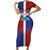 Haiti and Dominican Republic Family Matching Short Sleeve Bodycon Dress and Hawaiian Shirt Hispaniola with Emblems and Flag Style