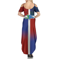 Haiti and Dominican Republic Family Matching Summer Maxi Dress and Hawaiian Shirt Hispaniola with Emblems and Flag Style