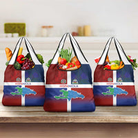 Haiti and Dominican Republic Grocery Bag Hispaniola with Emblems and Flag Style