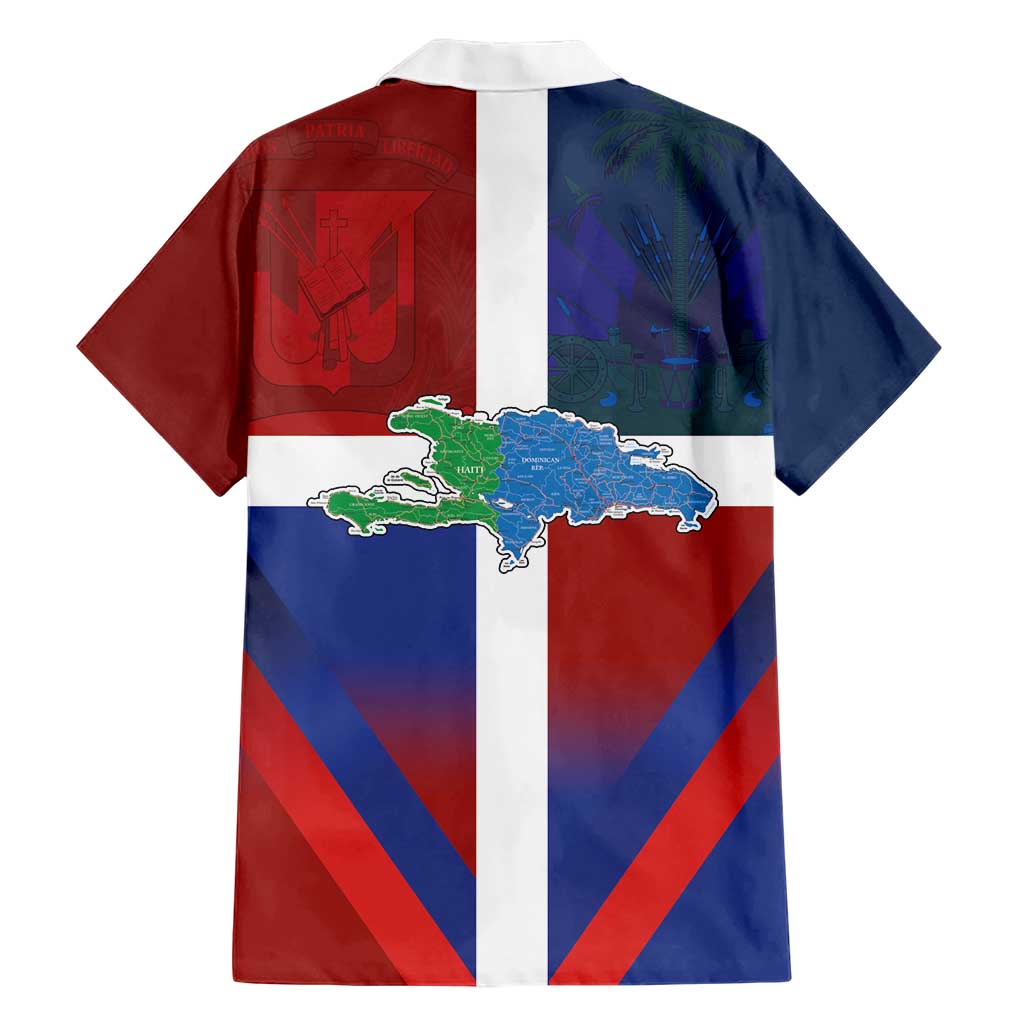 Haiti and Dominican Republic Hawaiian Shirt Hispaniola with Emblems and Flag Style