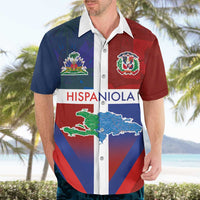 Haiti and Dominican Republic Hawaiian Shirt Hispaniola with Emblems and Flag Style