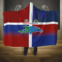 Haiti and Dominican Republic Hooded Blanket Hispaniola with Emblems and Flag Style
