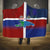 Haiti and Dominican Republic Hooded Blanket Hispaniola with Emblems and Flag Style