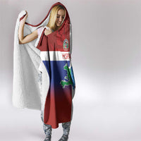 Haiti and Dominican Republic Hooded Blanket Hispaniola with Emblems and Flag Style
