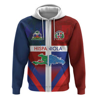 Haiti and Dominican Republic Hoodie Hispaniola with Emblems and Flag Style