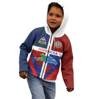 Haiti and Dominican Republic Kid Hoodie Hispaniola with Emblems and Flag Style