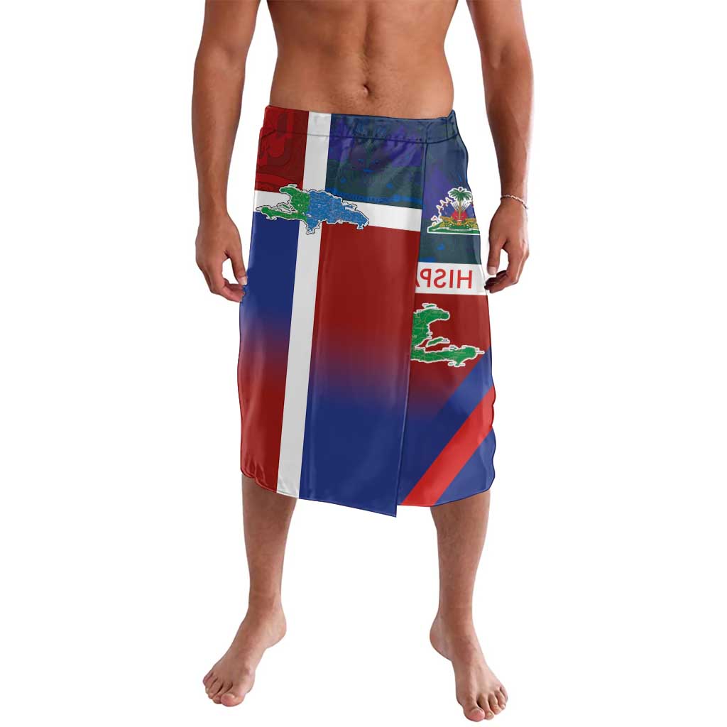 Haiti and Dominican Republic Lavalava Hispaniola with Emblems and Flag Style