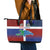 Haiti and Dominican Republic Leather Tote Bag Hispaniola with Emblems and Flag Style