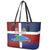 Haiti and Dominican Republic Leather Tote Bag Hispaniola with Emblems and Flag Style