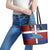 Haiti and Dominican Republic Leather Tote Bag Hispaniola with Emblems and Flag Style