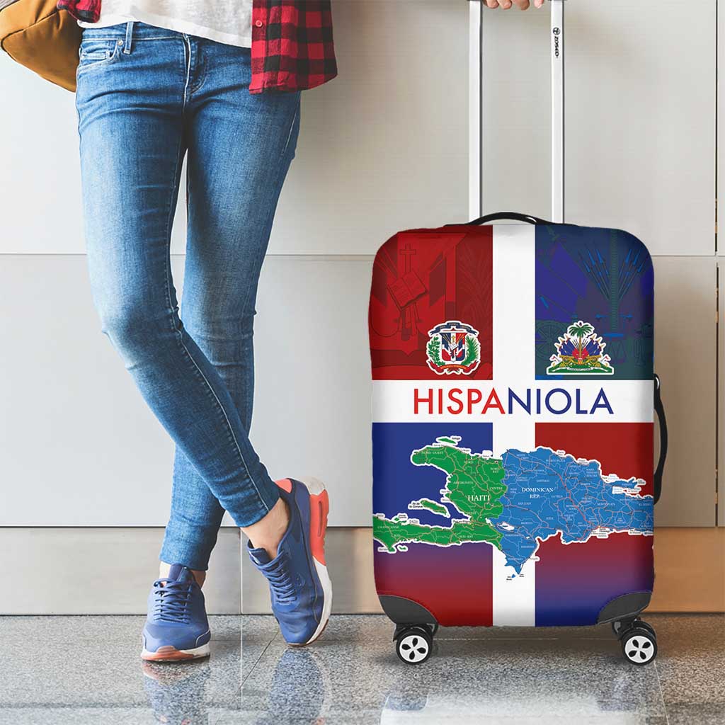 Haiti and Dominican Republic Luggage Cover Hispaniola with Emblems and Flag Style