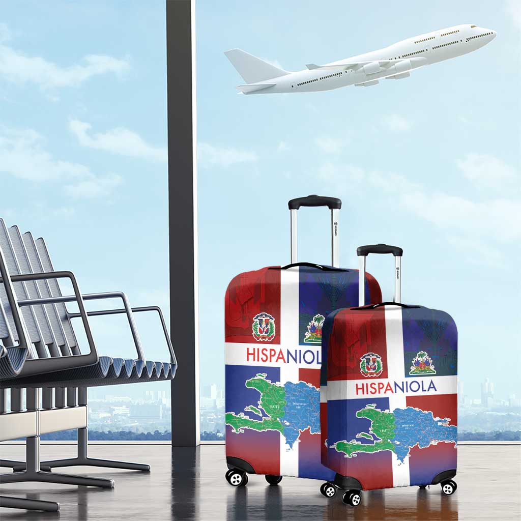 Haiti and Dominican Republic Luggage Cover Hispaniola with Emblems and Flag Style