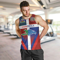 Haiti and Dominican Republic Men Tank Top Hispaniola with Emblems and Flag Style