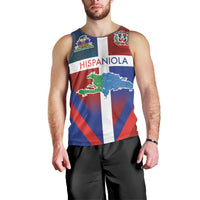 Haiti and Dominican Republic Men Tank Top Hispaniola with Emblems and Flag Style