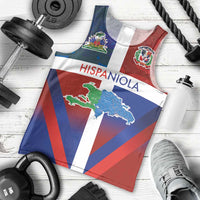Haiti and Dominican Republic Men Tank Top Hispaniola with Emblems and Flag Style