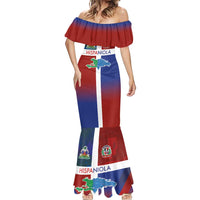 Haiti and Dominican Republic Mermaid Dress Hispaniola with Emblems and Flag Style