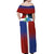 Haiti and Dominican Republic Off Shoulder Maxi Dress Hispaniola with Emblems and Flag Style