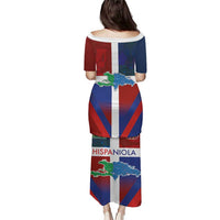 Haiti and Dominican Republic Puletasi Hispaniola with Emblems and Flag Style