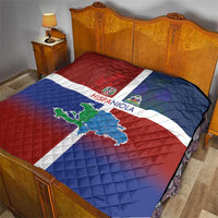 Haiti and Dominican Republic Quilt Hispaniola with Emblems and Flag Style