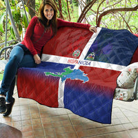Haiti and Dominican Republic Quilt Hispaniola with Emblems and Flag Style