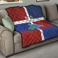 Haiti and Dominican Republic Quilt Hispaniola with Emblems and Flag Style