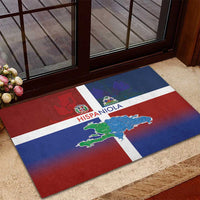 Haiti and Dominican Republic Rubber Doormat Hispaniola with Emblems and Flag Style