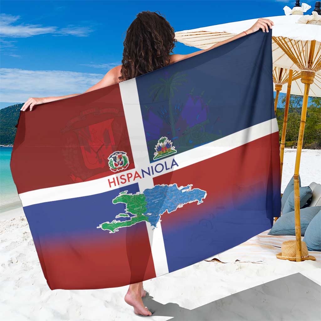 Haiti and Dominican Republic Sarong Hispaniola with Emblems and Flag Style