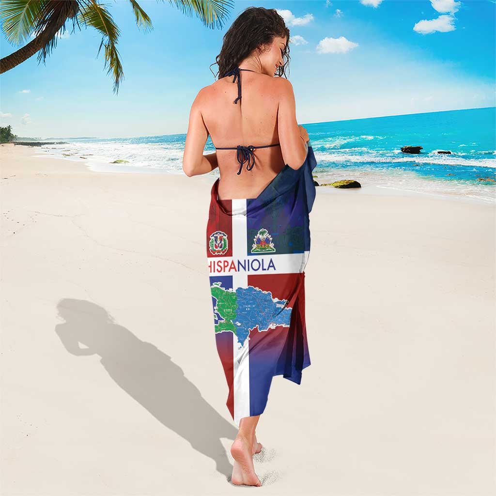 Haiti and Dominican Republic Sarong Hispaniola with Emblems and Flag Style