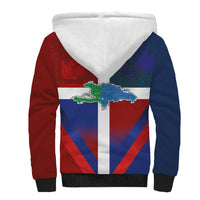 Haiti and Dominican Republic Sherpa Hoodie Hispaniola with Emblems and Flag Style