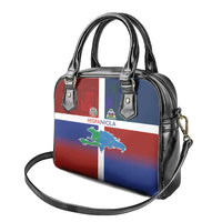 Haiti and Dominican Republic Shoulder Handbag Hispaniola with Emblems and Flag Style