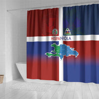 Haiti and Dominican Republic Shower Curtain Hispaniola with Emblems and Flag Style