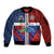 Haiti and Dominican Republic Sleeve Zip Bomber Jacket Hispaniola with Emblems and Flag Style