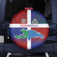 Haiti and Dominican Republic Spare Tire Cover Hispaniola with Emblems and Flag Style