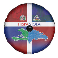 Haiti and Dominican Republic Spare Tire Cover Hispaniola with Emblems and Flag Style
