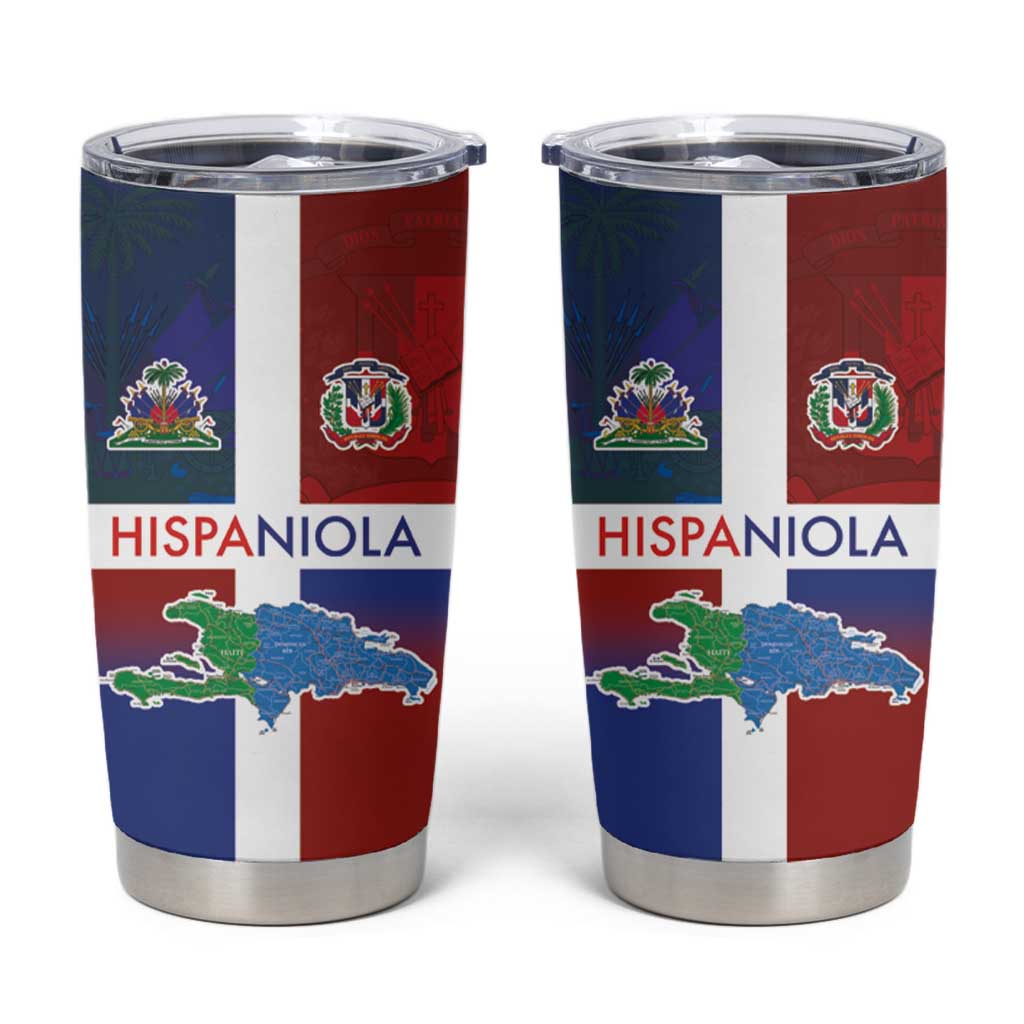 Haiti and Dominican Republic Tumbler Cup Hispaniola with Emblems and Flag Style
