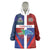 Haiti and Dominican Republic Wearable Blanket Hoodie Hispaniola with Emblems and Flag Style