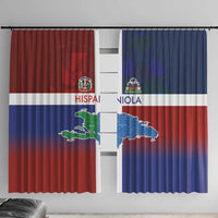 Haiti and Dominican Republic Window Curtain Hispaniola with Emblems and Flag Style