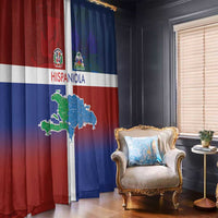 Haiti and Dominican Republic Window Curtain Hispaniola with Emblems and Flag Style